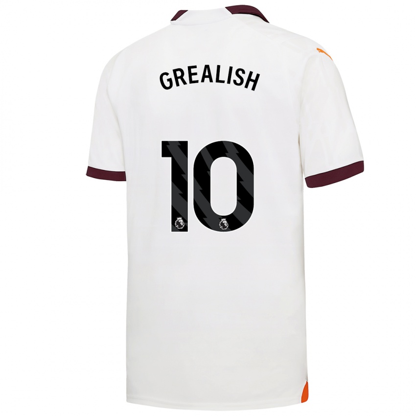 Kinder Jack Grealish #10 Weiß Auswärtstrikot Trikot 2023/24 T-Shirt