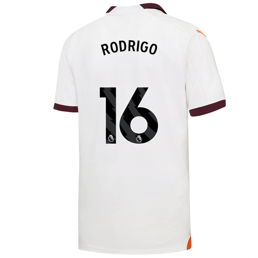 Kinder Rodrigo Hernandez #16 Weiß Auswärtstrikot Trikot 2023/24 T-Shirt