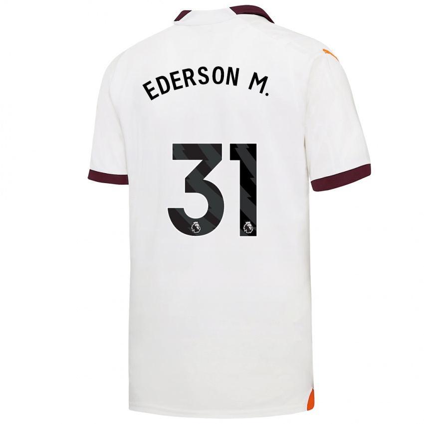 Kinder Ederson Moraes #31 Weiß Auswärtstrikot Trikot 2023/24 T-Shirt