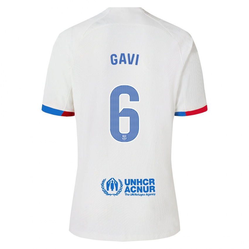 Kinder Gavi #6 Weiß Auswärtstrikot Trikot 2023/24 T-Shirt