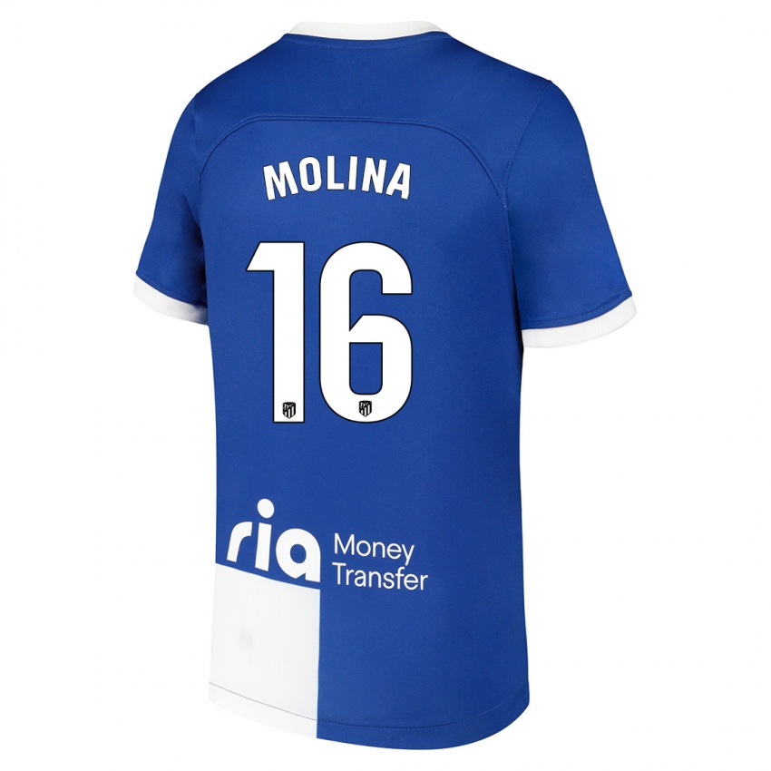 Kinder Nahuel Molina #16 Blau Weiss Auswärtstrikot Trikot 2023/24 T-Shirt