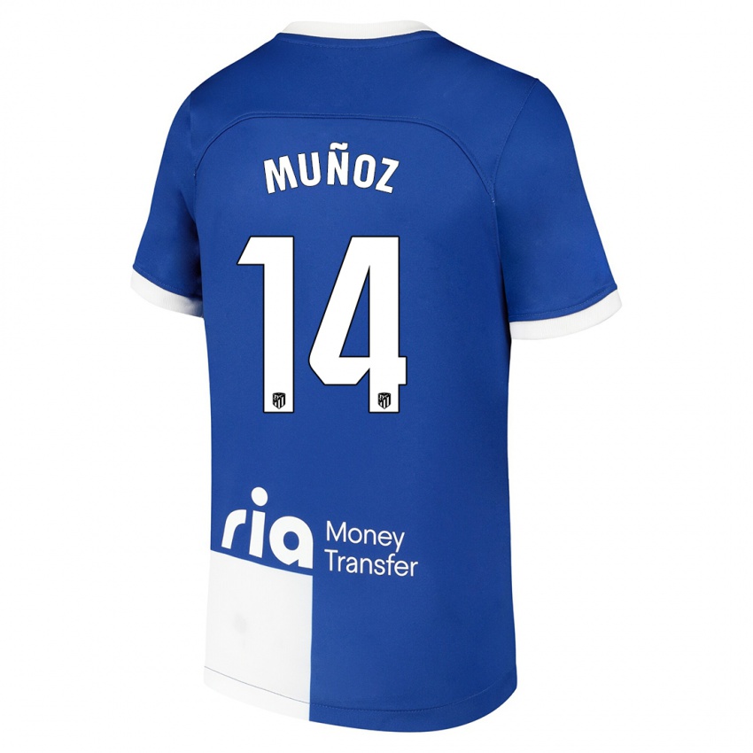 Kinder David Muñoz #14 Blau Weiss Auswärtstrikot Trikot 2023/24 T-Shirt