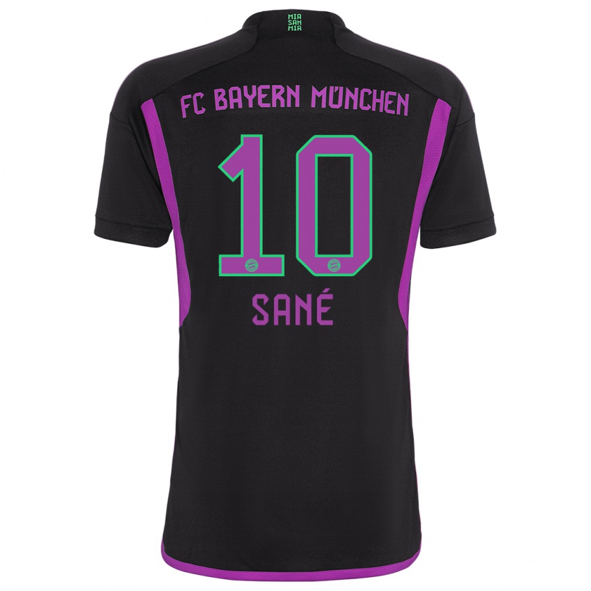 Kinder Leroy Sane #10 Schwarz Auswärtstrikot Trikot 2023/24 T-Shirt