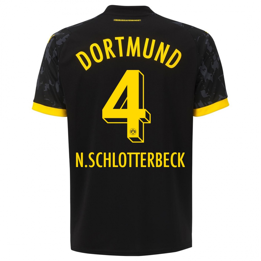 Kinder Nico Schlotterbeck #4 Schwarz Auswärtstrikot Trikot 2023/24 T-Shirt