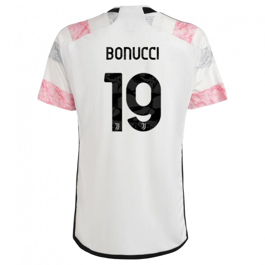 Kinder Leonardo Bonucci #19 Weiß Rosa Auswärtstrikot Trikot 2023/24 T-Shirt