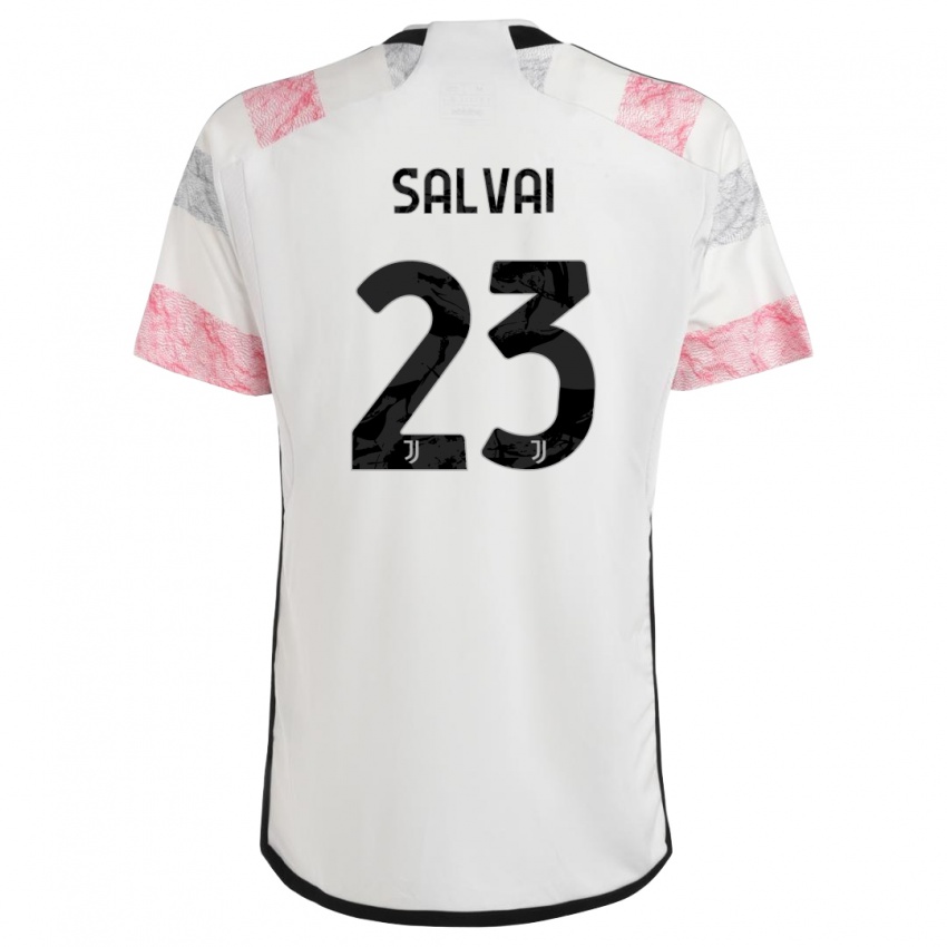 Kinder Cecilia Salvai #23 Weiß Rosa Auswärtstrikot Trikot 2023/24 T-Shirt