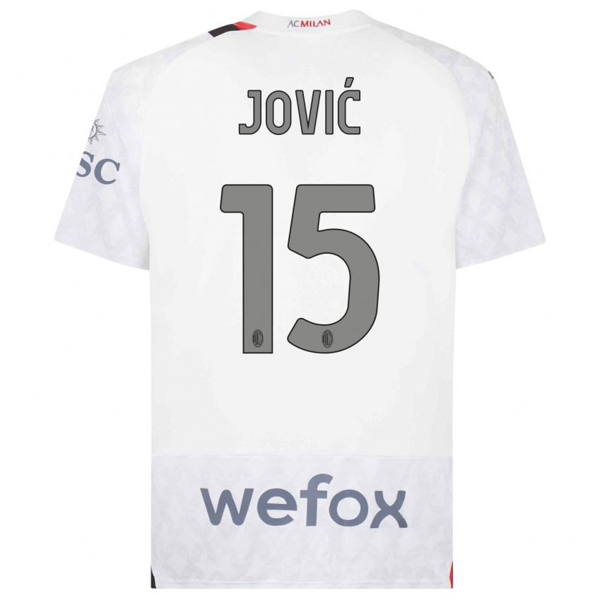 Kinder Luka Jovic #15 Weiß Auswärtstrikot Trikot 2023/24 T-Shirt
