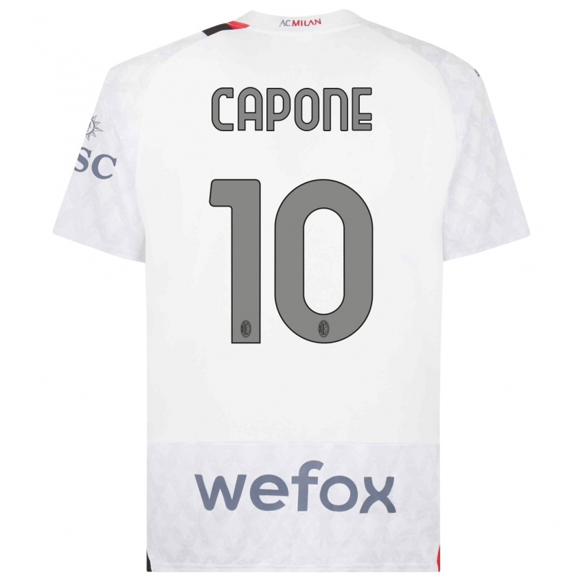 Kinder Andrea Capone #10 Weiß Auswärtstrikot Trikot 2023/24 T-Shirt