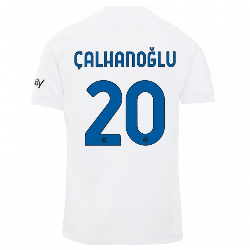 Kinder Hakan Calhanoglu #20 Weiß Auswärtstrikot Trikot 2023/24 T-Shirt
