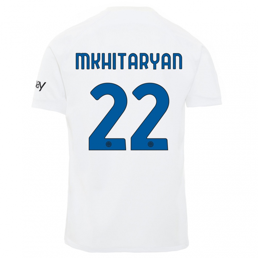 Kinder Henrikh Mkhitaryan #22 Weiß Auswärtstrikot Trikot 2023/24 T-Shirt