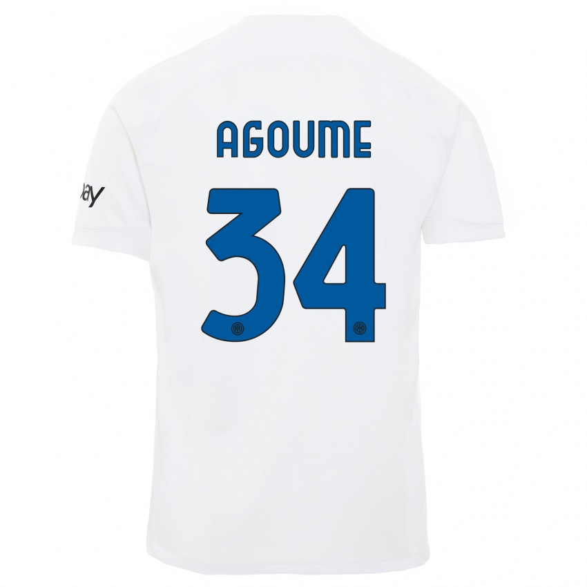 Kinder Lucien Agoume #34 Weiß Auswärtstrikot Trikot 2023/24 T-Shirt