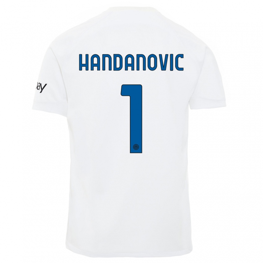 Kinder Samir Handanovic #1 Weiß Auswärtstrikot Trikot 2023/24 T-Shirt