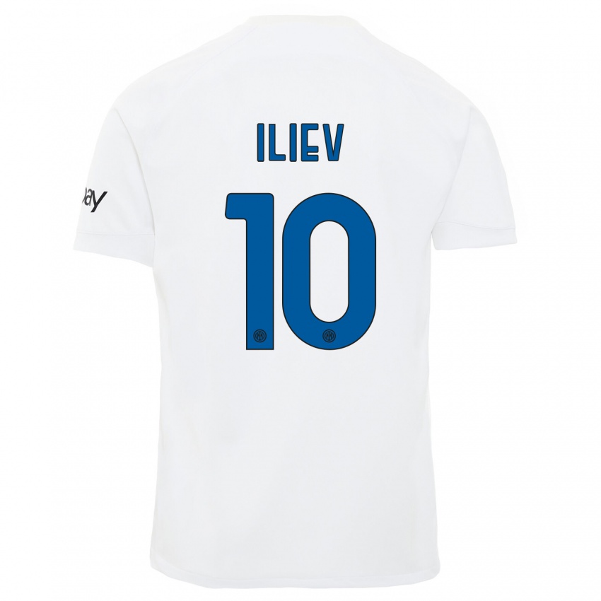 Kinder Nikola Iliev #10 Weiß Auswärtstrikot Trikot 2023/24 T-Shirt