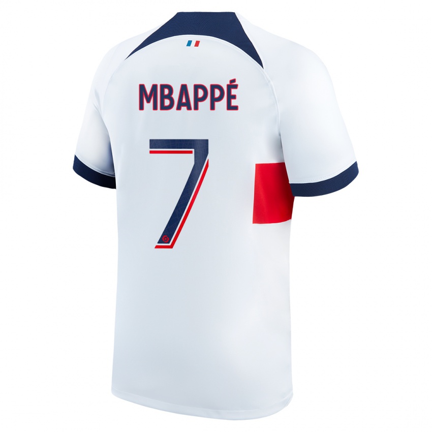 Kinder Kylian Mbappe #7 Weiß Auswärtstrikot Trikot 2023/24 T-Shirt