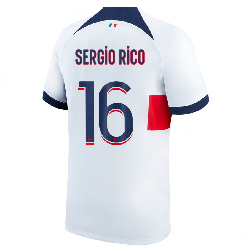 Kinder Sergio Rico #16 Weiß Auswärtstrikot Trikot 2023/24 T-Shirt