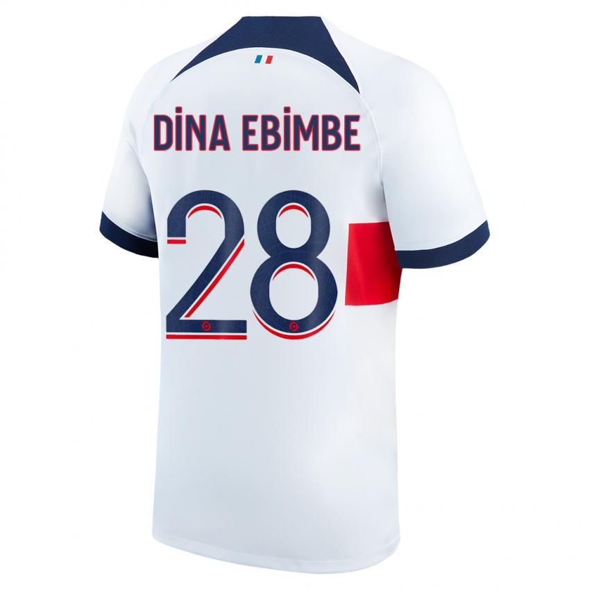 Kinder Eric Junior Dina Ebimbe #28 Weiß Auswärtstrikot Trikot 2023/24 T-Shirt