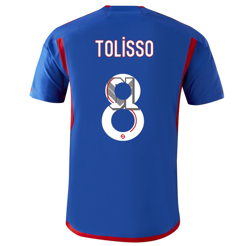 Kinder Corentin Tolisso #8 Blau Rot Auswärtstrikot Trikot 2023/24 T-Shirt