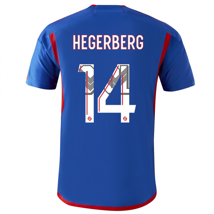 Kinder Ada Hegerberg #14 Blau Rot Auswärtstrikot Trikot 2023/24 T-Shirt