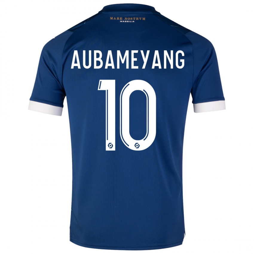 Kinder Pierre-Emerick Aubameyang #10 Dunkelblau Auswärtstrikot Trikot 2023/24 T-Shirt