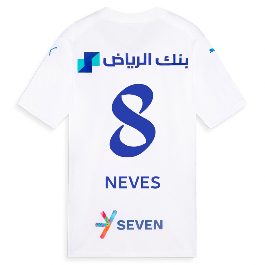 Kinder Rúben Neves #8 Weiß Auswärtstrikot Trikot 2023/24 T-Shirt