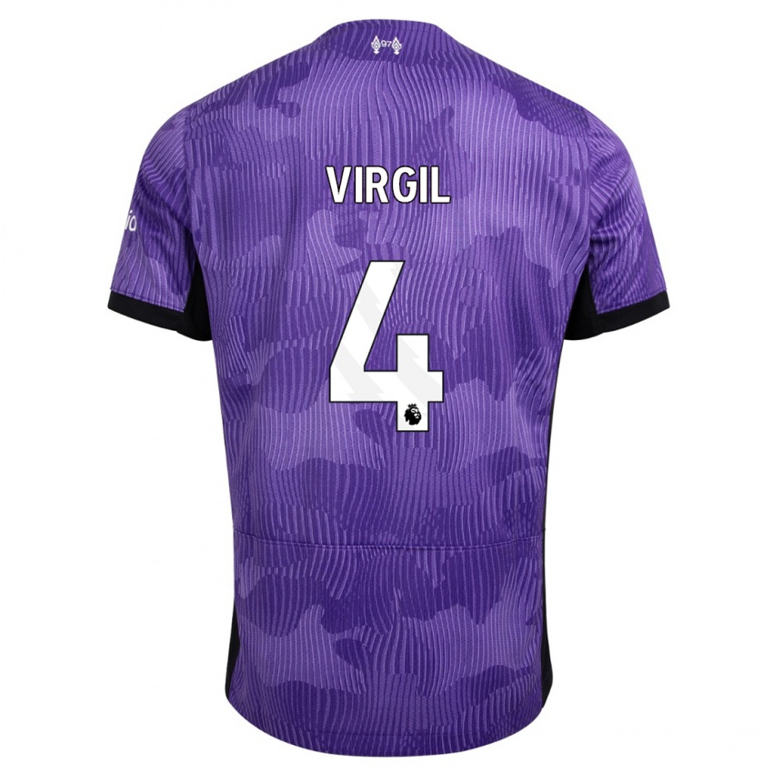 Kinder Virgil Van Dijk #4 Lila Ausweichtrikot Trikot 2023/24 T-Shirt
