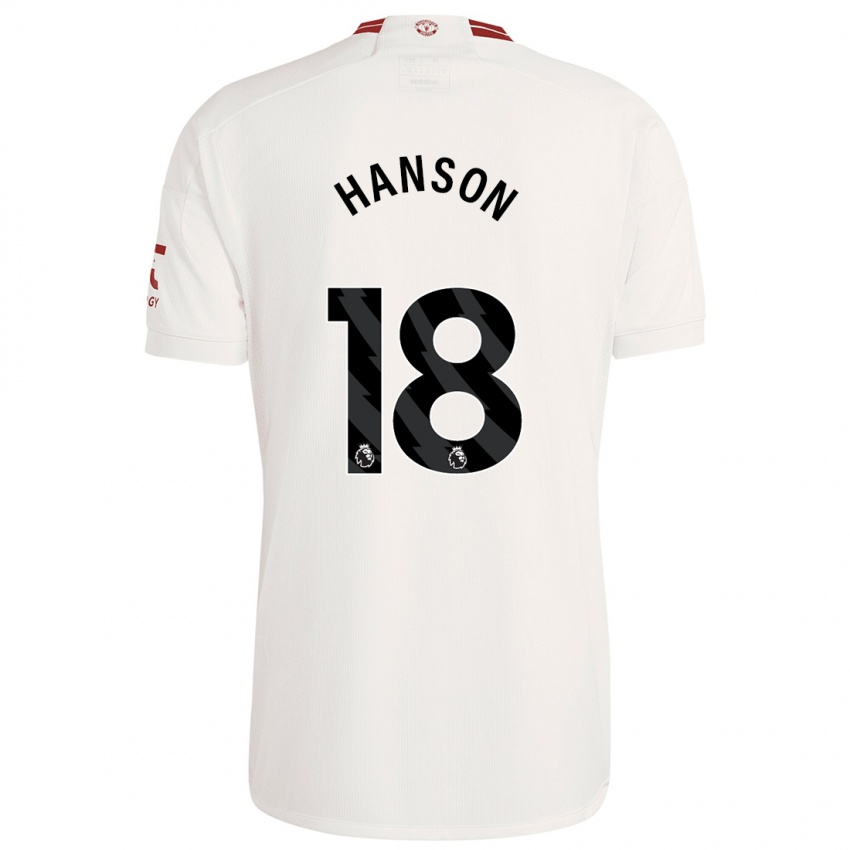 Kinder Kirsty Hanson #18 Weiß Ausweichtrikot Trikot 2023/24 T-Shirt