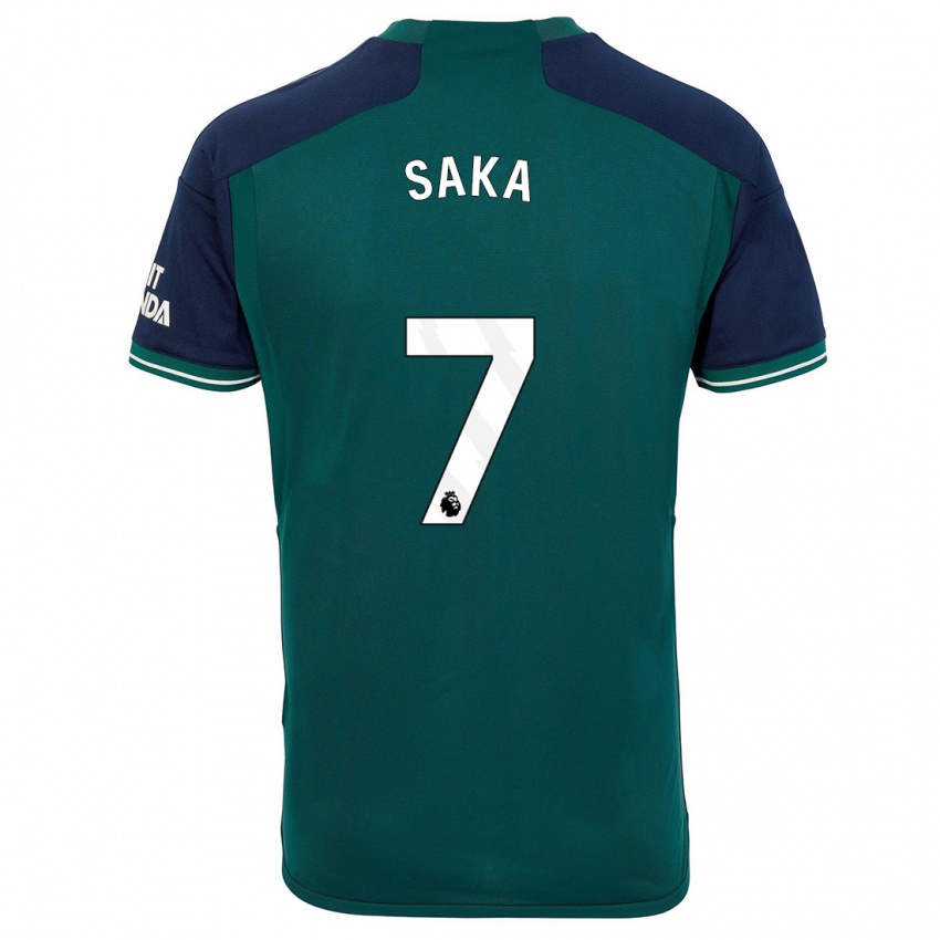 Kinder Bukayo Saka #7 Grün Ausweichtrikot Trikot 2023/24 T-Shirt