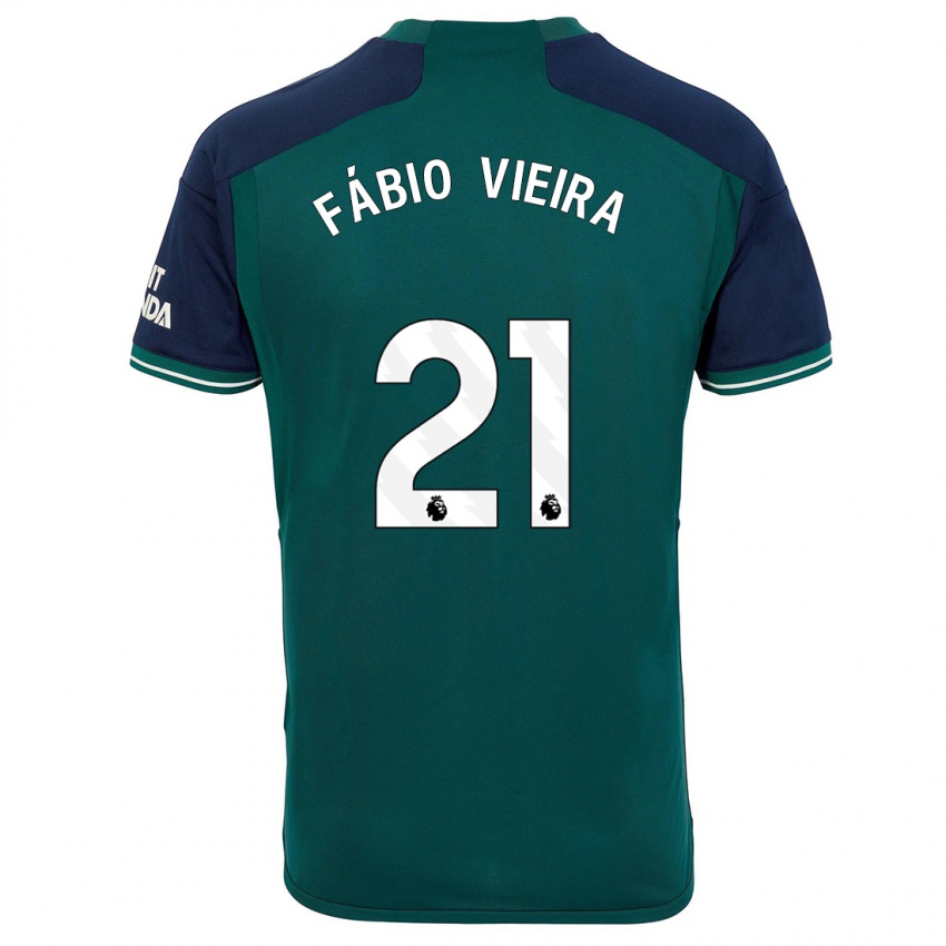 Kinder Fabio Vieira #21 Grün Ausweichtrikot Trikot 2023/24 T-Shirt
