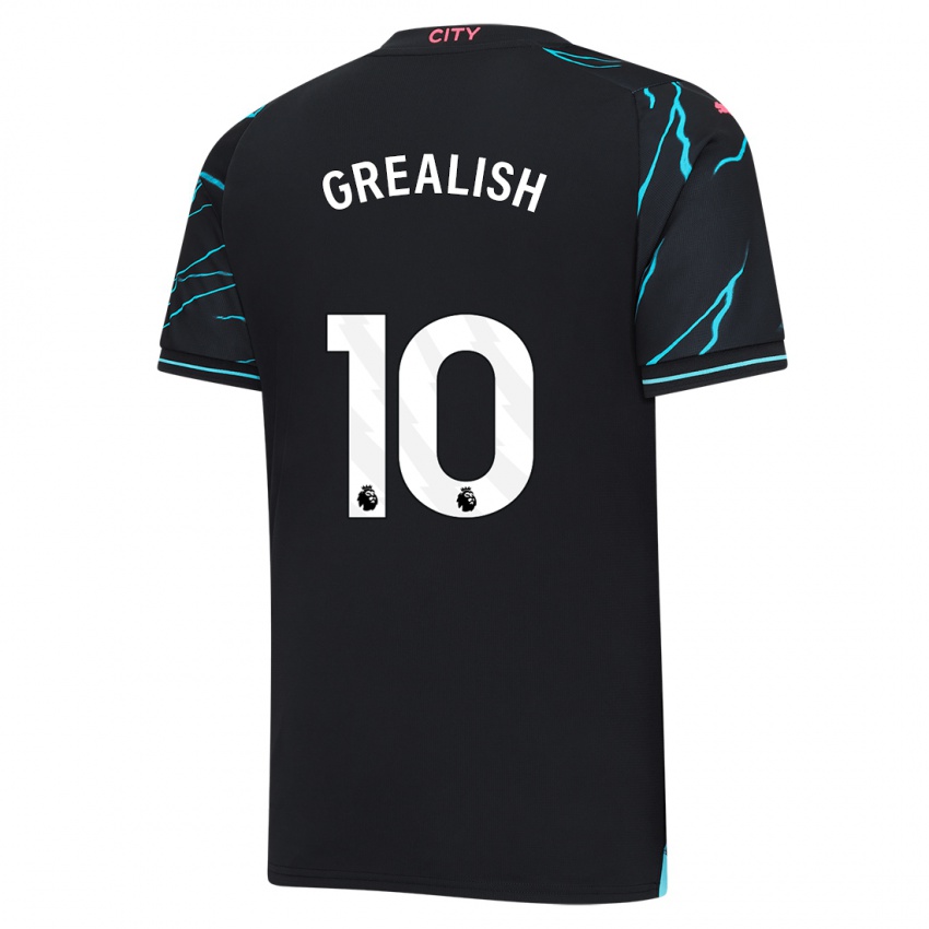 Kinder Jack Grealish #10 Dunkelblau Ausweichtrikot Trikot 2023/24 T-Shirt