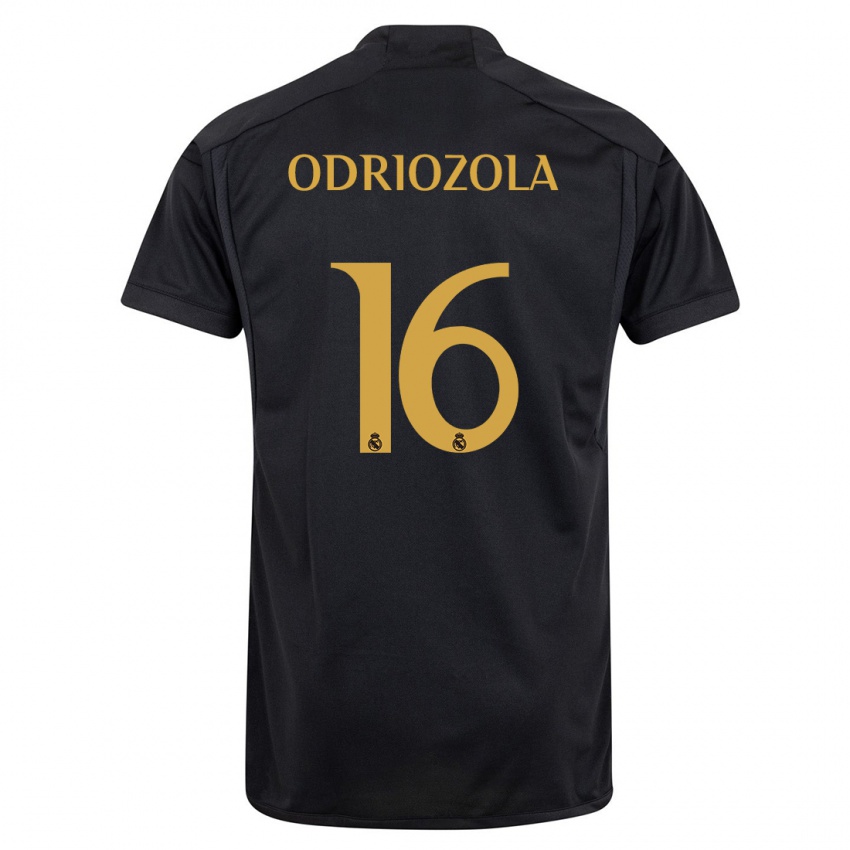 Kinder Alvaro Odriozola #16 Schwarz Ausweichtrikot Trikot 2023/24 T-Shirt