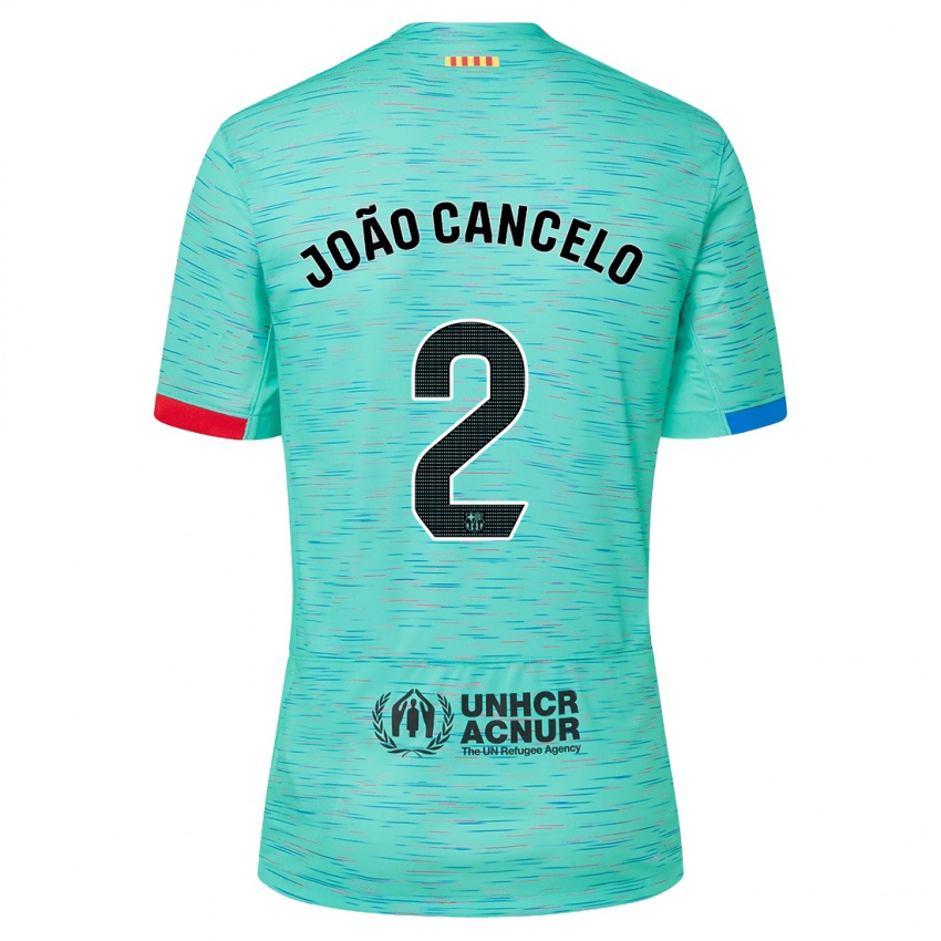 Kinder Joao Cancelo #2 Helles Aqua Ausweichtrikot Trikot 2023/24 T-Shirt