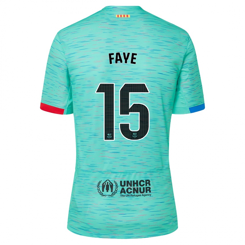 Kinder Mikayil Faye #15 Helles Aqua Ausweichtrikot Trikot 2023/24 T-Shirt