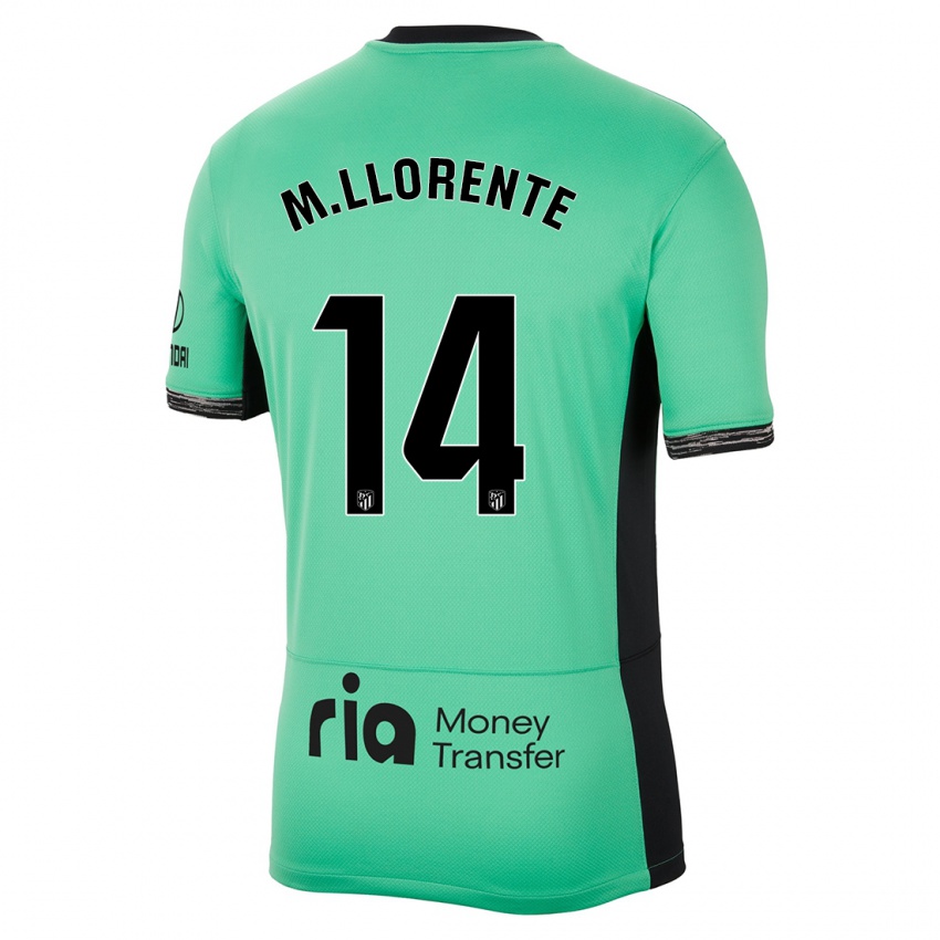 Kinder Marcos Llorente #14 Frühlingsgrün Ausweichtrikot Trikot 2023/24 T-Shirt