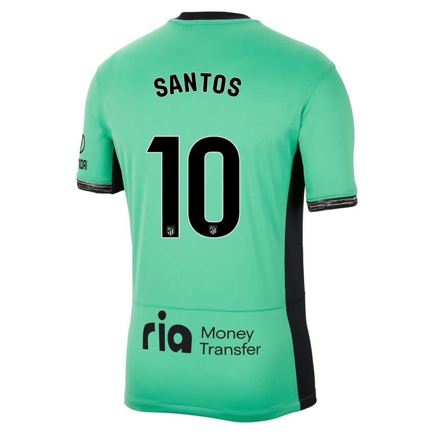 Kinder Leicy Santos #10 Frühlingsgrün Ausweichtrikot Trikot 2023/24 T-Shirt