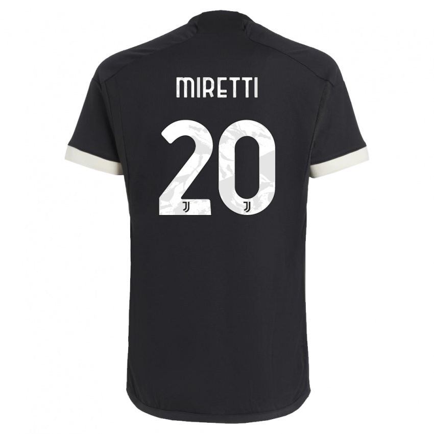 Kinder Fabio Miretti #20 Schwarz Ausweichtrikot Trikot 2023/24 T-Shirt