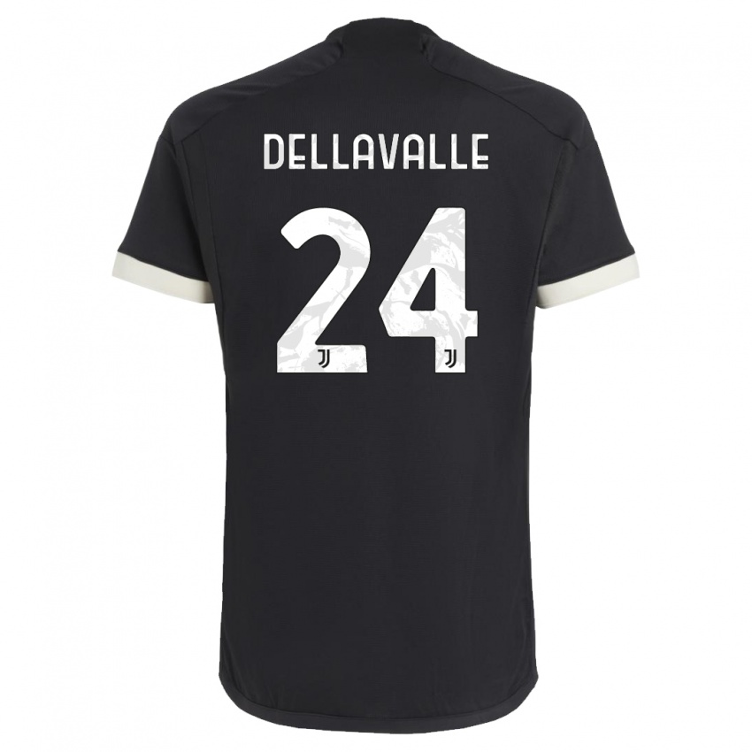 Kinder Lorenzo Dellavalle #24 Schwarz Ausweichtrikot Trikot 2023/24 T-Shirt