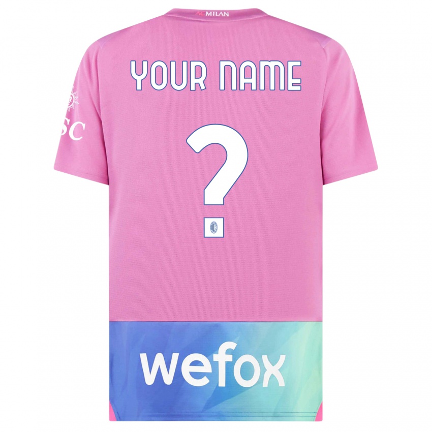 Kinder Ihren Namen #0 Pink Lila Ausweichtrikot Trikot 2023/24 T-Shirt