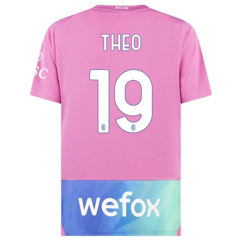 Kinder Theo Hernandez #19 Pink Lila Ausweichtrikot Trikot 2023/24 T-Shirt