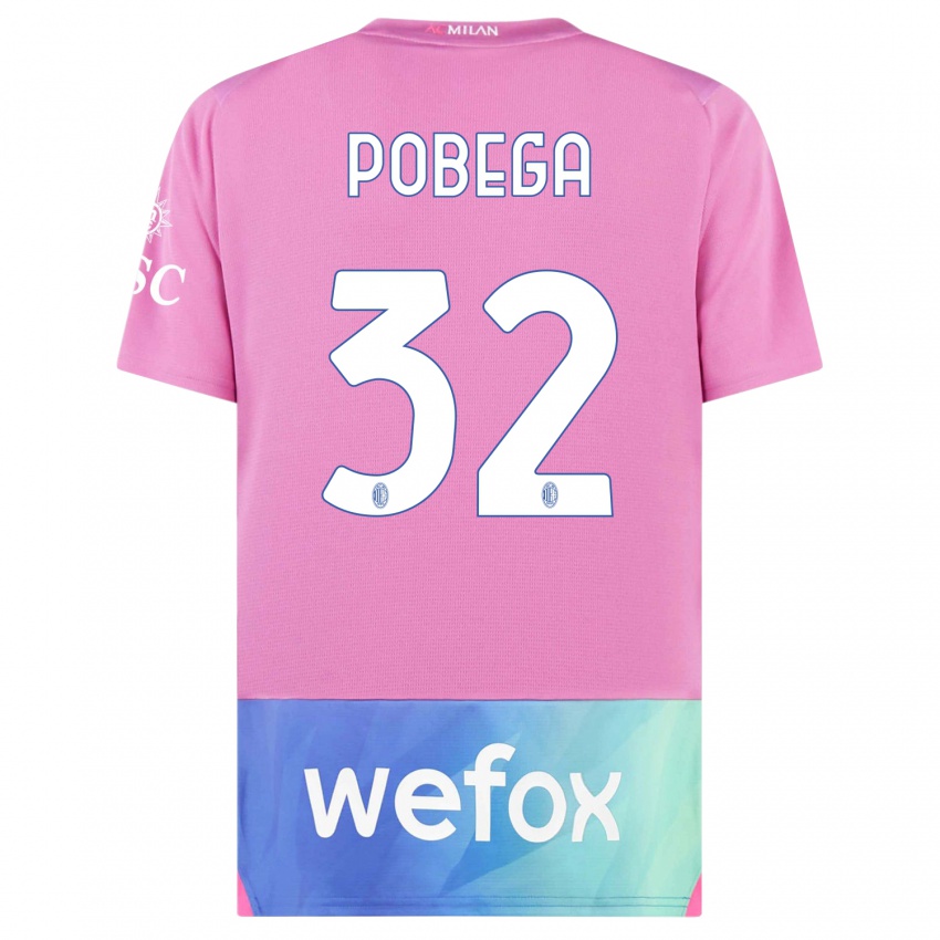 Kinder Tommaso Pobega #32 Pink Lila Ausweichtrikot Trikot 2023/24 T-Shirt