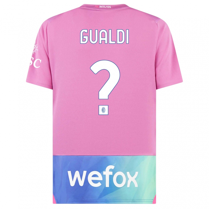 Kinder Andrea Gualdi #0 Pink Lila Ausweichtrikot Trikot 2023/24 T-Shirt