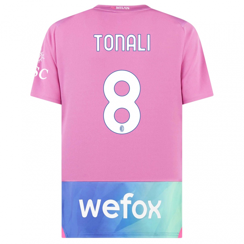 Kinder Sandro Tonali #8 Pink Lila Ausweichtrikot Trikot 2023/24 T-Shirt