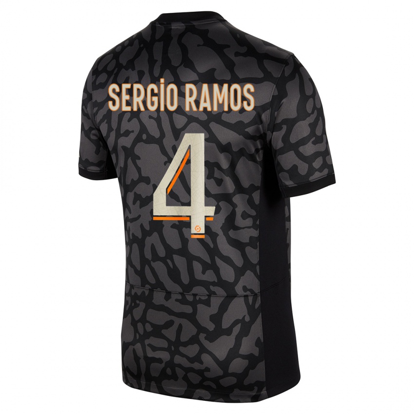 Kinder Sergio Ramos #4 Schwarz Ausweichtrikot Trikot 2023/24 T-Shirt