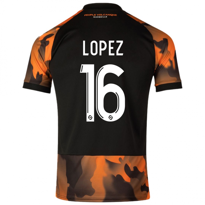 Kinder Pau Lopez #16 Schwarzorange Ausweichtrikot Trikot 2023/24 T-Shirt