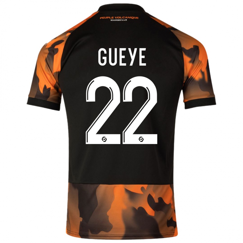 Kinder Pape Gueye #22 Schwarzorange Ausweichtrikot Trikot 2023/24 T-Shirt