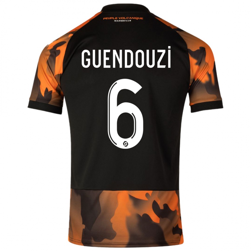 Kinder Matteo Guendouzi #6 Schwarzorange Ausweichtrikot Trikot 2023/24 T-Shirt