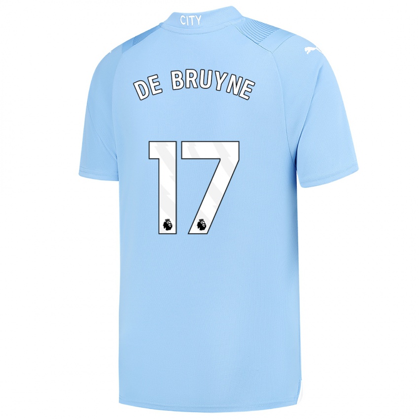 Herren Kevin De Bruyne #17 Hellblau Heimtrikot Trikot 2023/24 T-Shirt