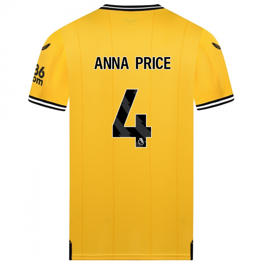 Herren Anna Price #4 Gelb Heimtrikot Trikot 2023/24 T-Shirt