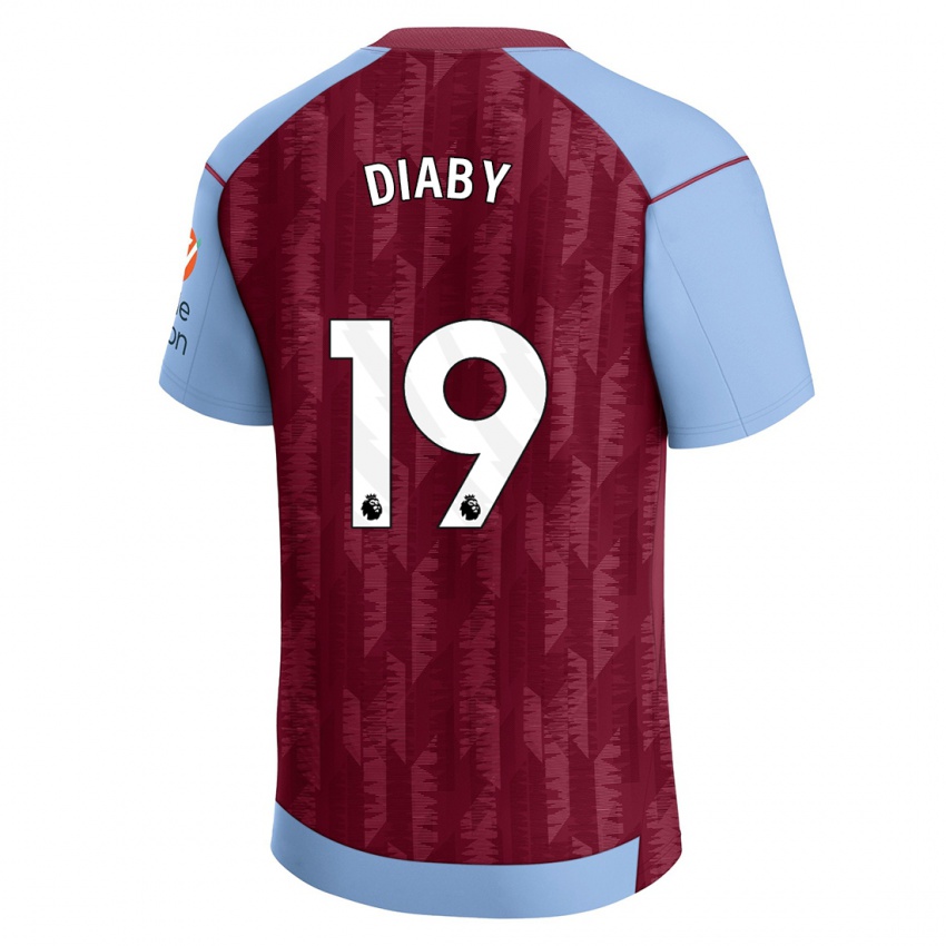 Herren Moussa Diaby #19 Weinrotblau Heimtrikot Trikot 2023/24 T-Shirt