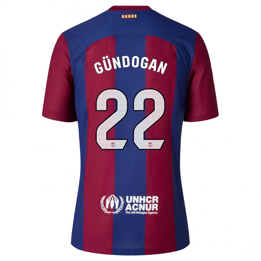 Herren Ilkay Gundogan #22 Rot Blau Heimtrikot Trikot 2023/24 T-Shirt