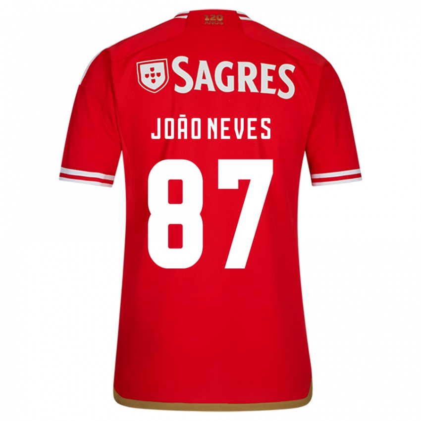 Herren João Neves #87 Rot Heimtrikot Trikot 2023/24 T-Shirt